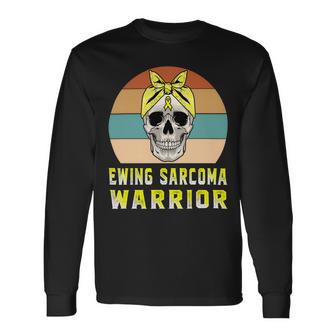 Ewings Sarcoma Warrior Skull Women Vintage Yellow Ribbon Ewings Sarcoma Ewings Sarcoma Awareness V2 Unisex Long Sleeve | Favorety UK