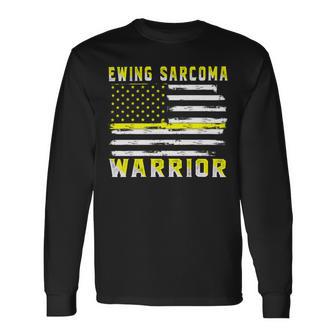 Ewings Sarcoma Warrior Usa Flag United States Flag Yellow Ribbon Ewings Sarcoma Ewings Sarcoma Awareness Unisex Long Sleeve | Favorety UK