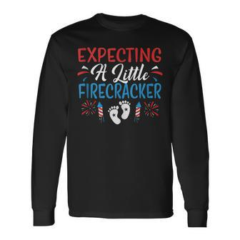Expecting A Little Firecracker 4Th Of July Pregnancy Baby Long Sleeve T-Shirt - Seseable