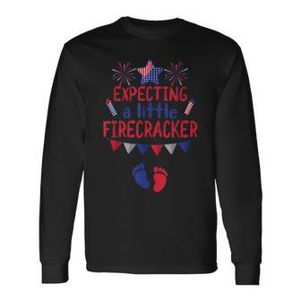 Expecting A Little Firecracker 4Th Of July Pregnancy Long Sleeve T-Shirt - Seseable