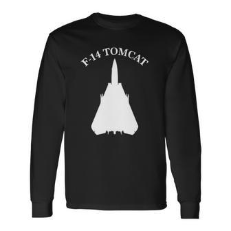 F-14 Tomcat Military Fighter Jet On Front And Back Long Sleeve T-Shirt T-Shirt | Mazezy