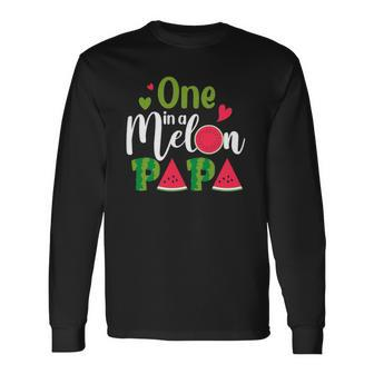 Family One In A Melon Papa Birthday Party Matching Long Sleeve T-Shirt T-Shirt | Mazezy