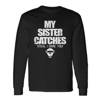 Fastpitch Softball Catcher Brother Sister Long Sleeve T-Shirt - Thegiftio UK