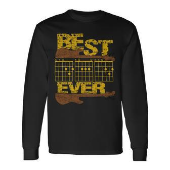 Father Grandpa Guitar Chord Dad Best Ever Guitar Lover 122 Dad Long Sleeve T-Shirt - Monsterry CA