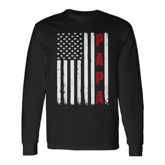 Fathers Day Best Dad Ever Usa American Flag Long Sleeve T-Shirt T-Shirt | Mazezy