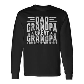 Fathers Day From Grandkids Dad Grandpa Great Grandpa Long Sleeve T-Shirt - Seseable