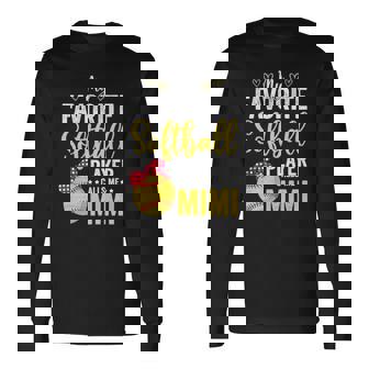 My Favorite Softball Player Calls Me Mimi Softball Lover Long Sleeve T-Shirt - Thegiftio