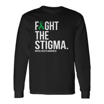 Fight The Stigma Green Ribbon Mental Health Awareness Long Sleeve T-Shirt - Thegiftio UK