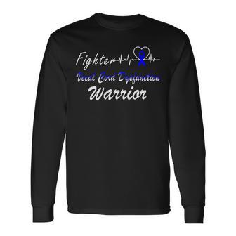 Fighter Vocal Cord Dysfunction Warrior Heartbeat Blue Ribbon Vcd Vocal Cord Dysfunction Awareness Unisex Long Sleeve | Favorety UK