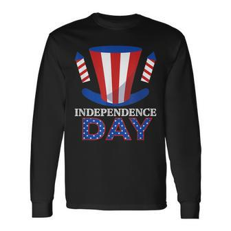 Fireworks Usa American Flag Independence Proud America Day Long Sleeve T-Shirt - Thegiftio UK