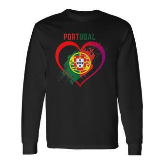 Flag Of Portugal Portuguese Flag Travel Souvenir Long Sleeve T-Shirt | Mazezy