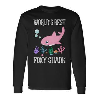 Foxy Grandma Worlds Best Foxy Shark Long Sleeve T-Shirt - Seseable