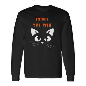 Friday The 13Th Adorable Black Cat Halloween Long Sleeve T-Shirt T-Shirt | Mazezy