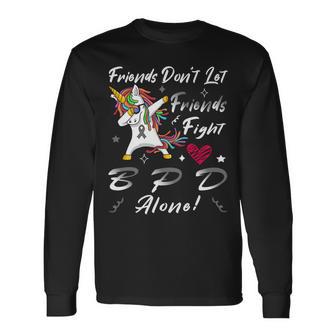 Friends Dont Let Friends Fight Borderline Personality Disorder Bpd Alone Unicorn Grey Ribbon Borderline Personality Disorder Bpd Awareness Unisex Long Sleeve | Favorety CA