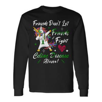 Friends Dont Let Friends Fight Celiac Disease Alone Unicorn Green Ribbon Celiac Disease Celiac Disease Awareness Unisex Long Sleeve | Favorety UK