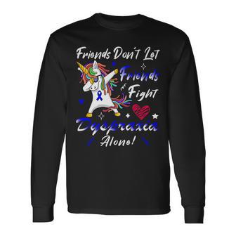 Friends Dont Let Friends Fight Dyspraxia Alone Blue Ribbon Unicorn Dyspraxia Dyspraxia Awareness Unisex Long Sleeve | Favorety