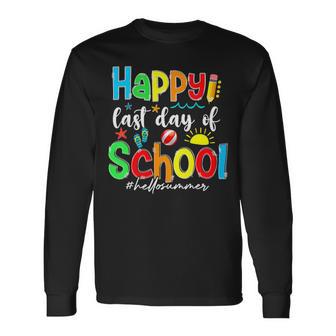 Funny Happy Last Day Of School Hello Summer Multicolored Unisex Long Sleeve | Favorety DE