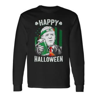 Funny Leprechaun Biden Happy Halloween For St Patricks Day Unisex Long Sleeve | Favorety