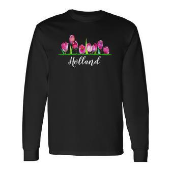 Gardeners With Holland Tulip Flowers Long Sleeve T-Shirt T-Shirt | Mazezy