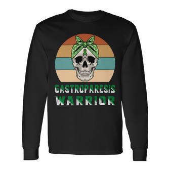 Gastroparesis Warrior Skull Women Vintage Green Ribbon Gastroparesis Gastroparesis Awareness Unisex Long Sleeve | Favorety