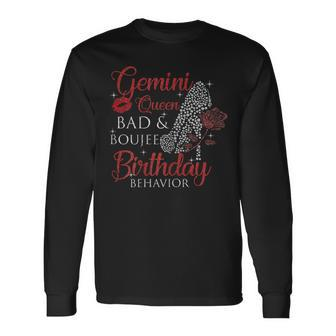 Gemini Queen Bad Boujee Birthday Behavior Women High Heels Long Sleeve T-Shirt - Seseable