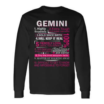 Gemini Zodiac Birthday Girls Men Saying Gemini Long Sleeve T-Shirt - Seseable
