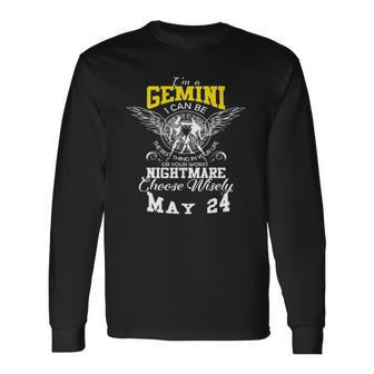 Gemini Zodiac Sign May 24 Horoscope Astrology Long Sleeve T-Shirt T-Shirt | Mazezy