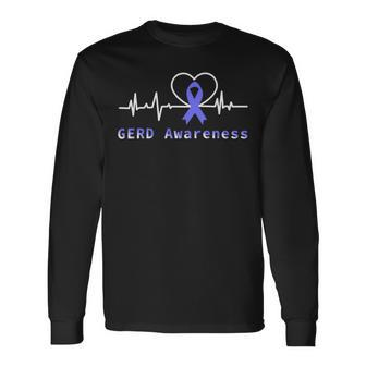 Gerd Awareness Heartbeat Periwinkle Blue Ribbon Gastroesophageal Reflux Disease Gerd Awareness Unisex Long Sleeve | Favorety UK