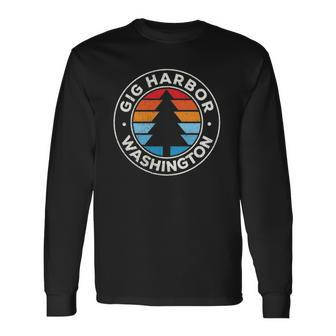 Gig Harbor Washington Wa Vintage Graphic Retro 70S Long Sleeve T-Shirt T-Shirt | Mazezy