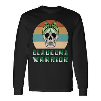 Glaucoma Warrior Skull Women Vintage Green Ribbon Glaucoma Glaucoma Awareness V2 Unisex Long Sleeve | Favorety AU