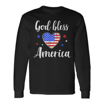 God Bless America For Patriotic Independence Day 4Th Of July Long Sleeve T-Shirt - Seseable