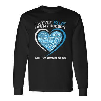 Godparents I Wear Blue For Godson Autism Awareness Long Sleeve T-Shirt T-Shirt | Mazezy
