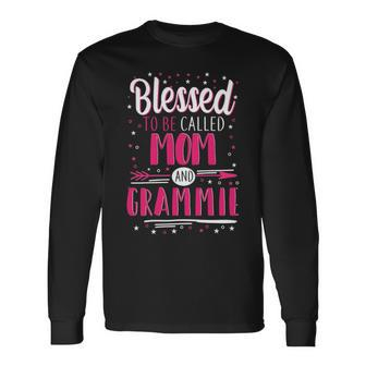 Grammie Grandma Blessed To Be Called Mom And Grammie Long Sleeve T-Shirt - Seseable