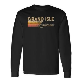 Grand Isle Louisiana Vintage Retro Long Sleeve T-Shirt - Thegiftio UK