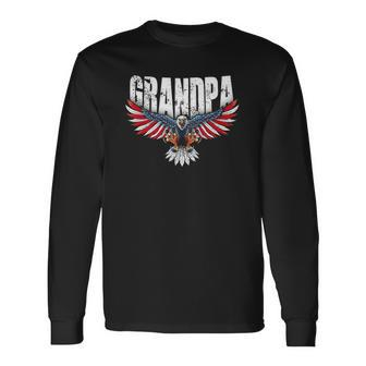 Grandpa Vintage Usa Flag Bald Eagle Patriotic 4Th Of July Long Sleeve T-Shirt T-Shirt | Mazezy