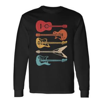 Guitar Lover Retro Style For Guitarist Long Sleeve T-Shirt T-Shirt | Mazezy