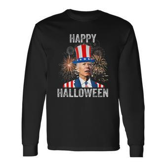 Halloween Happy 4Th Of July Anti Joe Biden Long Sleeve T-Shirt T-Shirt | Mazezy