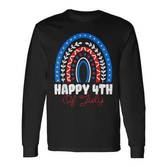 Happy 4Th Of July Celebration 4Th Of July Rainbow Long Sleeve T-Shirt - Seseable
