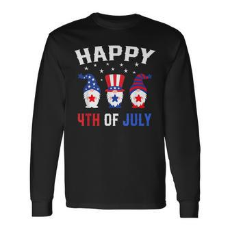 Happy 4Th Of July Gnomes Patriotic American Flag Cute Gnomes Long Sleeve T-Shirt - Seseable