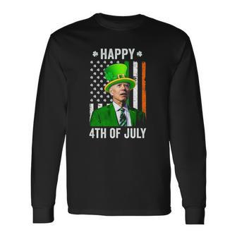 Happy 4Th Of July Joe Biden St Patricks Day Leprechaun Hat Long Sleeve T-Shirt T-Shirt | Mazezy