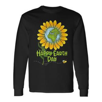 Happy Earth Day Every Day Sunflower Teachers Earth Day Long Sleeve T-Shirt - Seseable