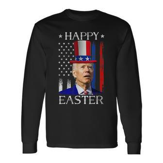 Happy Easter Joe Biden Confused 4Th Of July Independence Day Long Sleeve T-Shirt - Seseable