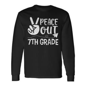 Happy Last Day Of School Retro Peace Out 7Th Grade Long Sleeve T-Shirt T-Shirt | Mazezy