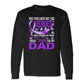 My Heroes I Wear Purple For My Dad Pancreatic Cancer Long Sleeve T-Shirt - Thegiftio UK