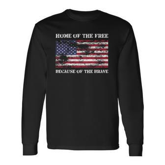 Home Of The Free Because Brave Grunge Long Sleeve T-Shirt T-Shirt | Mazezy