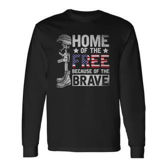 Home Of The Free Because Of The Brave Proud Veteran Soldier Long Sleeve T-Shirt T-Shirt | Mazezy UK