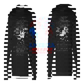 Horse 4Th Of July Women Girls American Flag Usa Horse Long Sleeve T-Shirt - Seseable