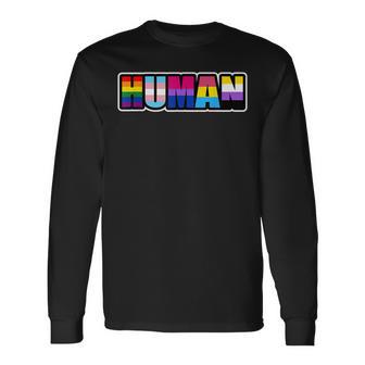 Human Lgbt Flag Gay Pride Month Transgender Long Sleeve T-Shirt | Mazezy