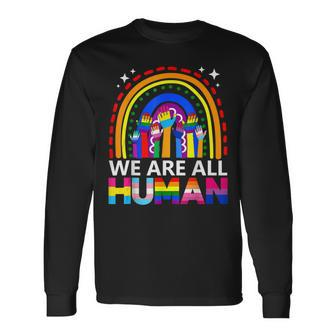 Human Lgbt Flag Gay Pride Month Transgender Rainbow Lesbian Long Sleeve T-Shirt T-Shirt | Mazezy