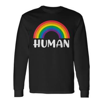 Human Rainbow Lgbt Pride Homo Lesbian Pride Long Sleeve T-Shirt - Seseable
